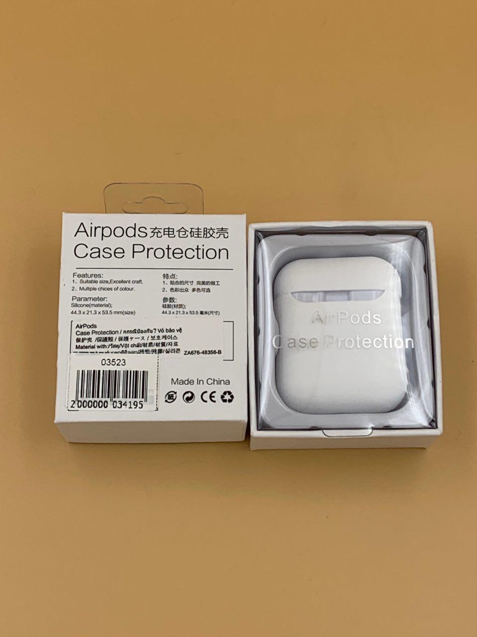 Чехол силиконовый для наушников AIRPods под orig + упак.orig БЕЛЫЙ (№8)