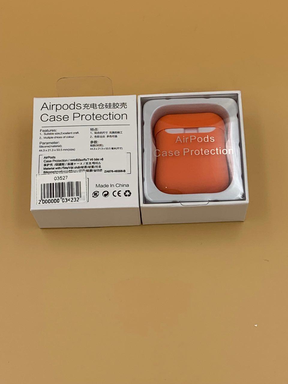 Чехол силиконовый для наушников AIRPods под orig + упак.orig ОРАНЖЕВЫЙ 