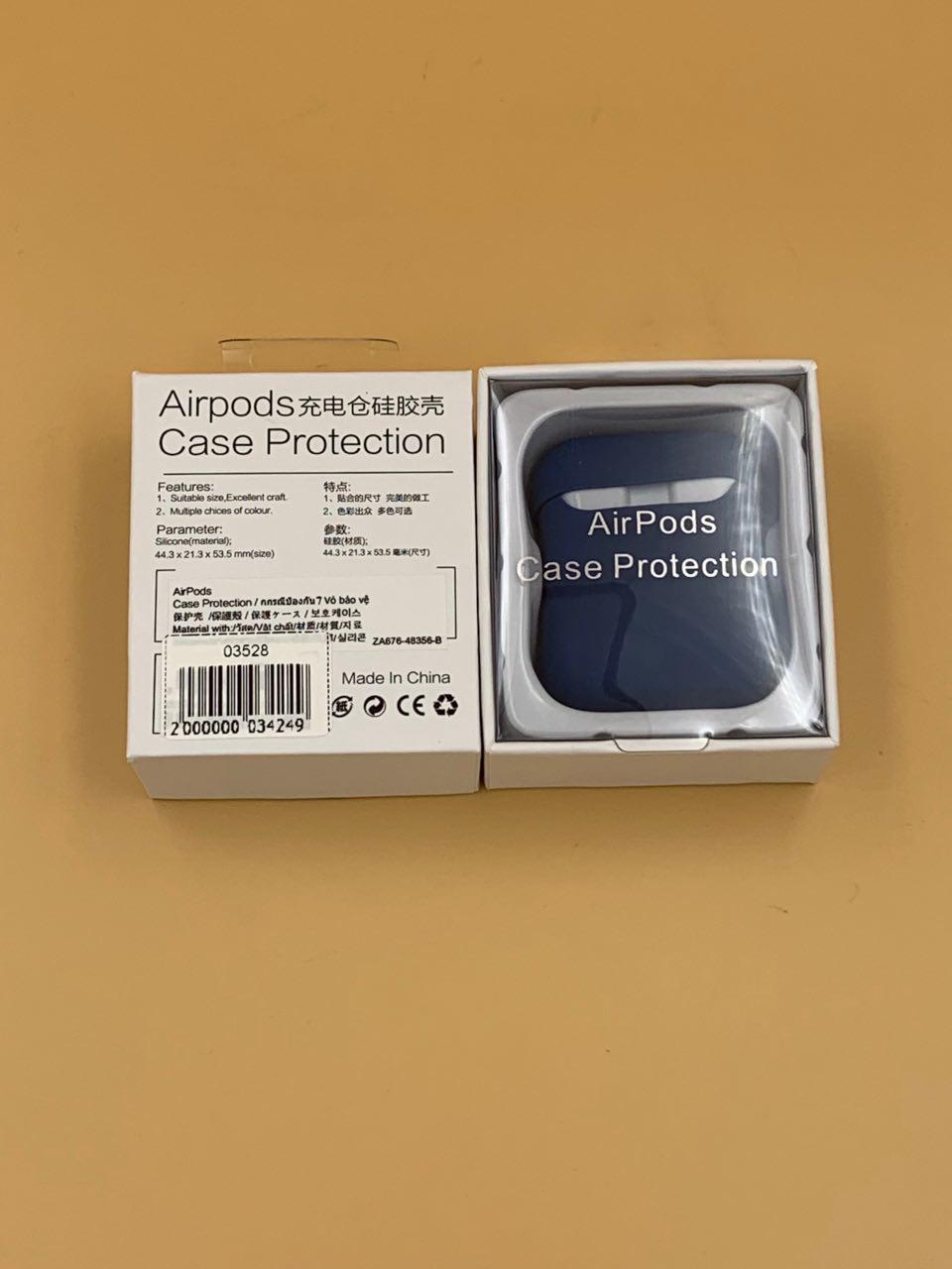 Чехол силиконовый для наушников AIRPods под orig + упак.orig СИНИЙ (№19)
