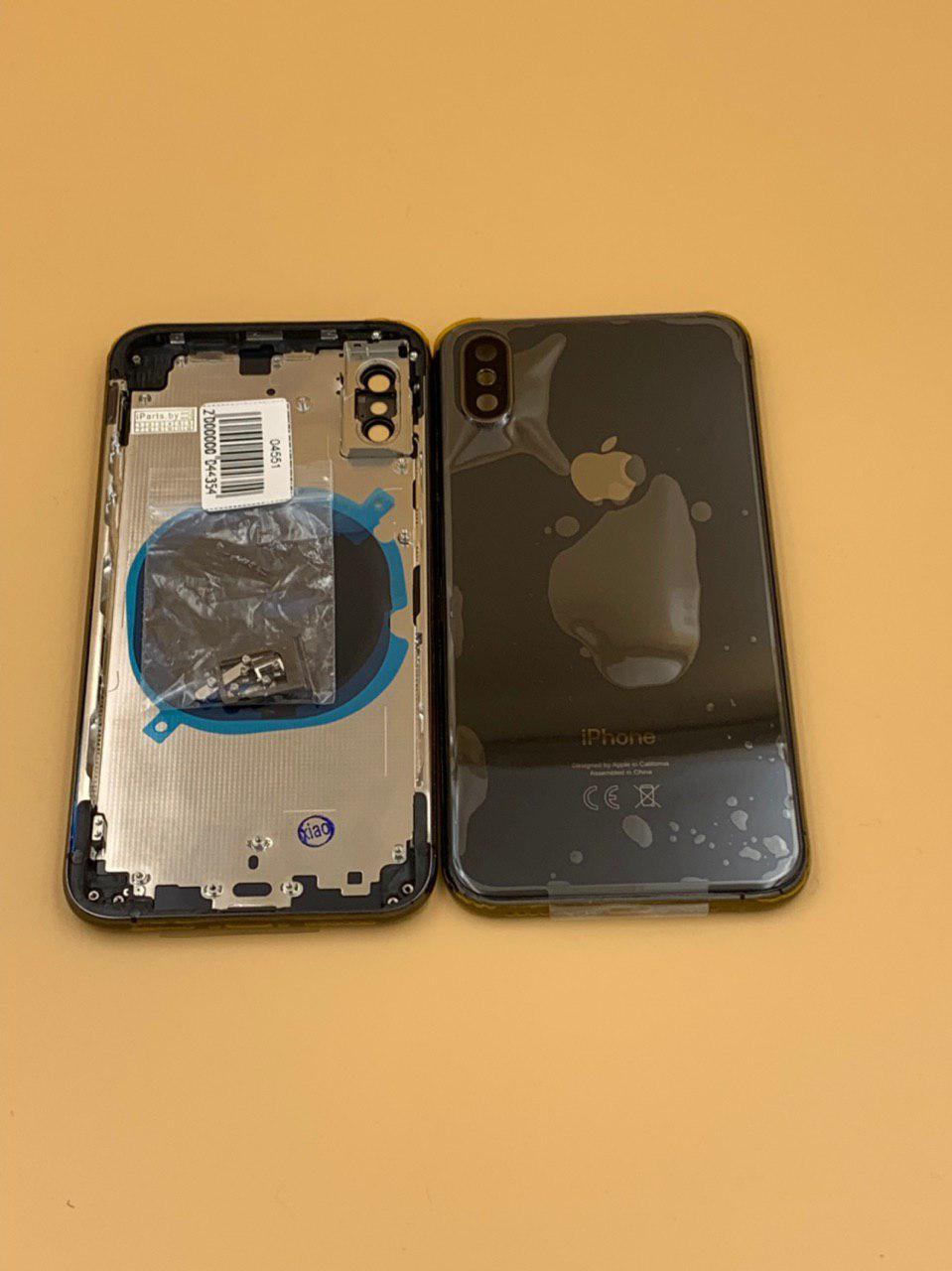 Задняя крышка для iPhone XS + стекло ЧЕРНЫЙ (СЕ) 