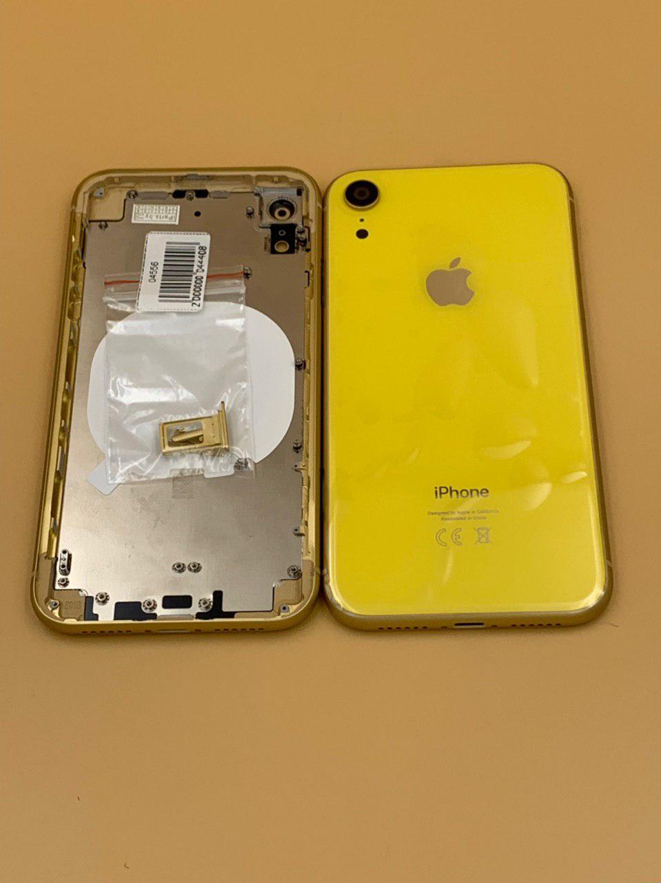 Задняя крышка для iPhone XR + стекло ЖЕЛТЫЙ (СЕ) 