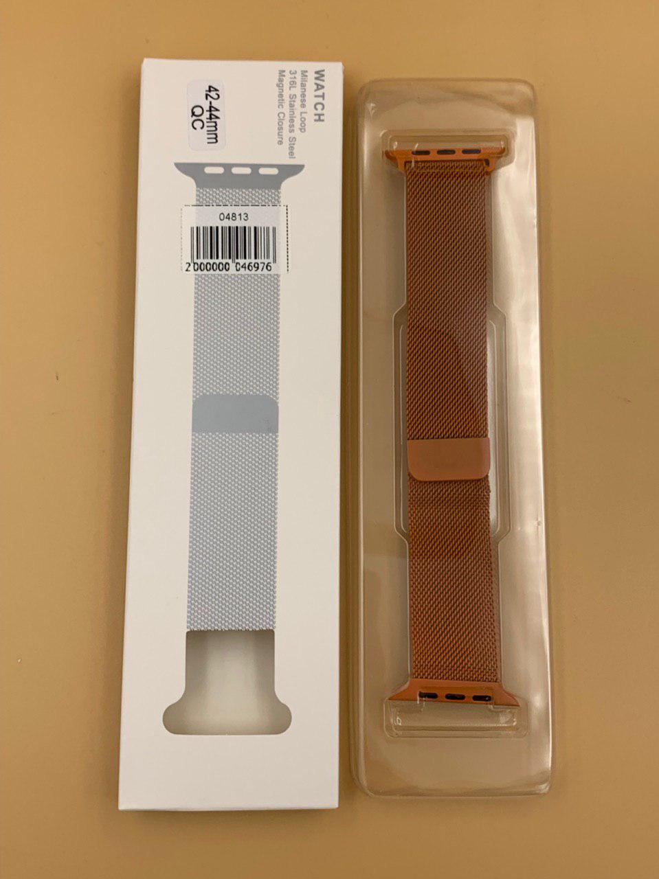 Браслет сетчатый с магнитной застежкой (сталь) для iWatch 42/44/45/49мм ОРАНЖЕВЫЙ №20