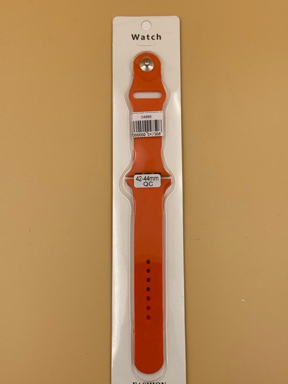 Ремешок силиконовый для iWatch 42/44/45/49мм ТЕМНО-ОРАНЖЕВЫЙ (2 размера в комплекте)