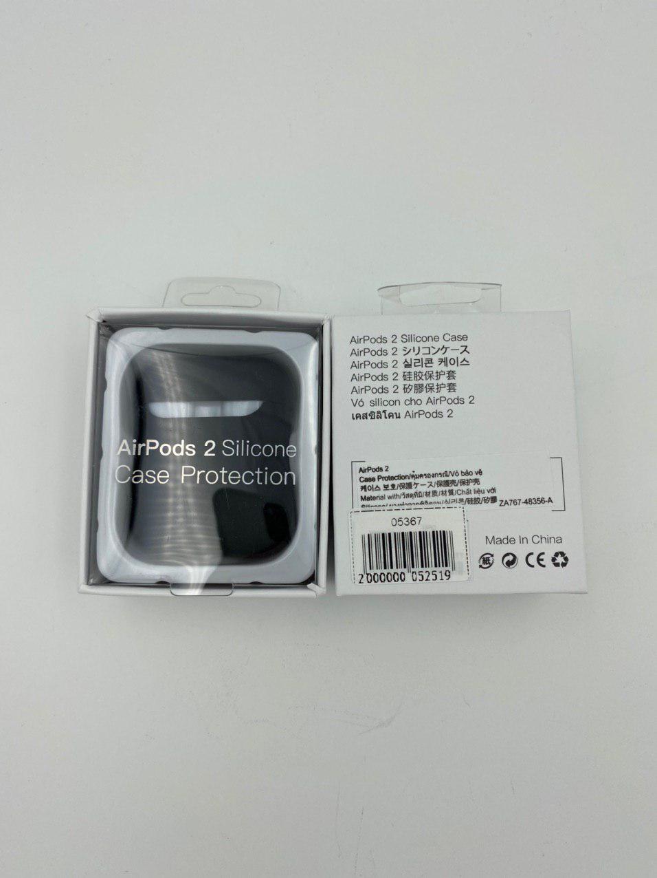 Чехол силиконовый для наушников AIRPods2 под orig + упак.orig ЧЕРНЫЙ (№20)