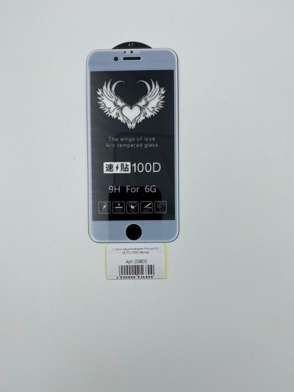 Стекло защитное для iPhone6/6S (4,7") (100D белое) 