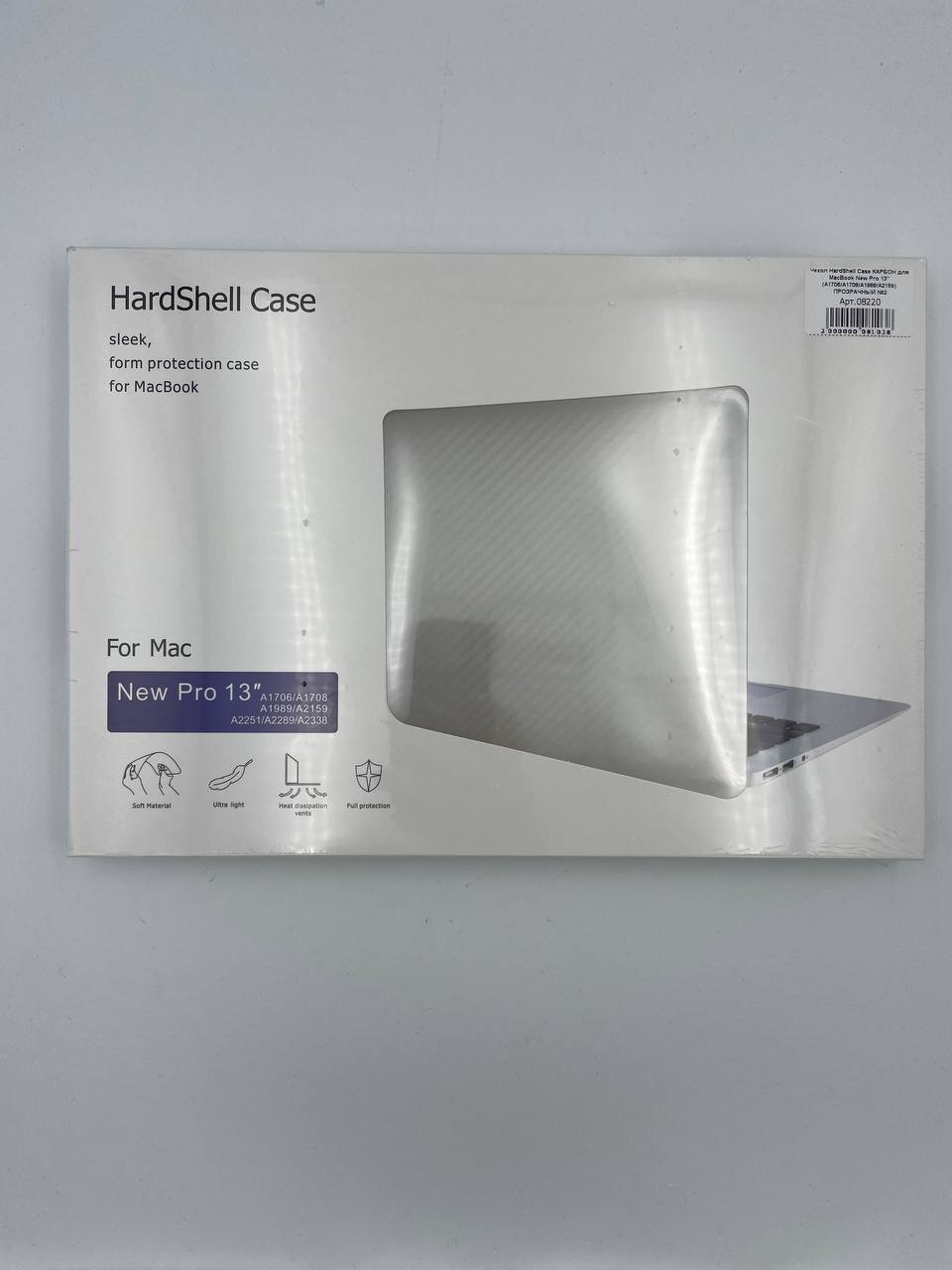 Чехол HardShell Case КАРБОН для MacBook New Pro 13" (A1706/A1708/A1989/A2159) ПРОЗРАЧНЫЙ №2