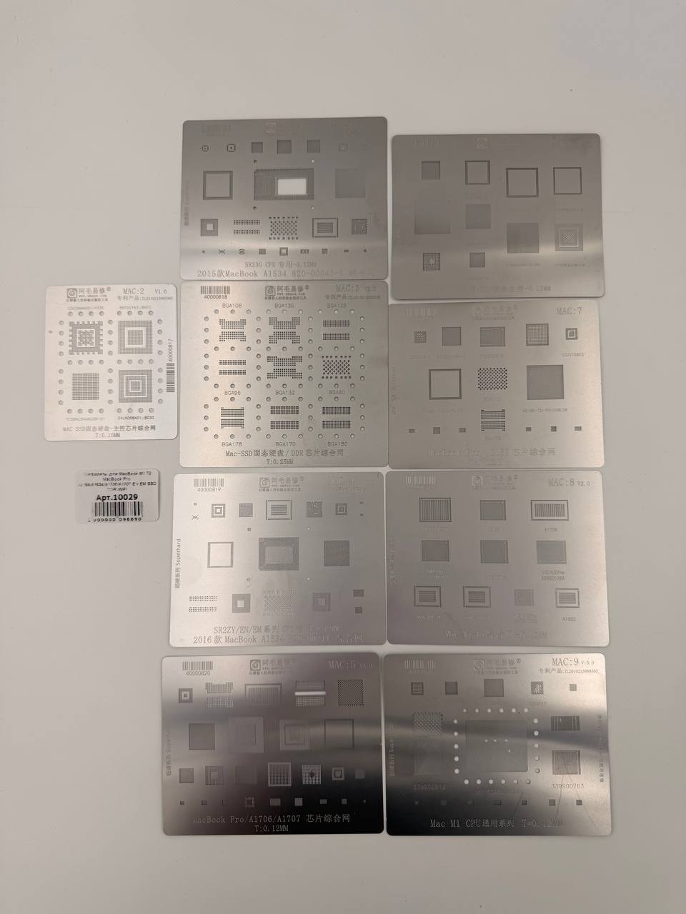 Трафареты для MacBook M1 T2 MacBook Pro A2159/A1534/A1706/A1707 EN EM SSD DDR WiFi