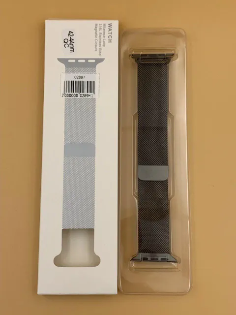 Браслет сетчатый с магнитной застежкой (сталь) для iWatch 42/44/45/49мм ТЕМНО-СЕРЫЙ №2, для iWatch 42, iWatch 44, iWatch 45, iWatch 49, арт. 02897