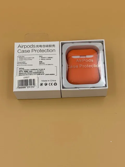 Чехол силиконовый для наушников AIRPods под orig + упак.orig ОРАНЖЕВЫЙ, для AirPods, арт. 03527