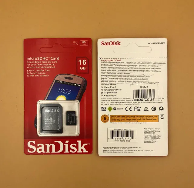MicroSDHC SanDisk + адаптер, Class10, 16Gb + упак., арт. 03823