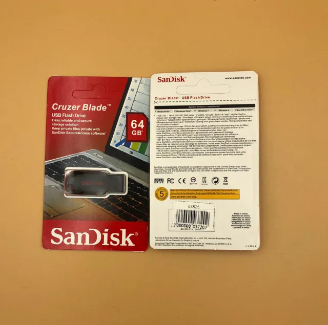 USB Flash SanDisk Cruzer Blade, USB 2.0, 64Gb + упак., арт. 03825