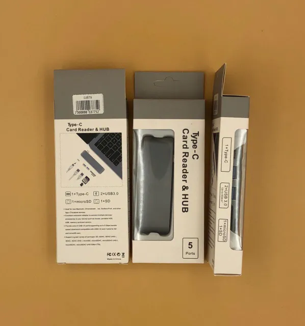 Card Reader&HUB Type-C на: 1 Type-C, 2 USB 3.0, 1 microSD, 1 SD, ЧЕРНЫЙ, арт. 03879