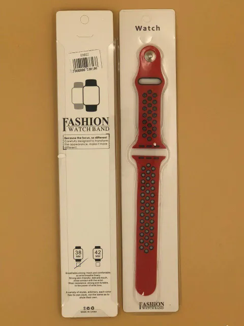 Ремешок силиконовый для iWatch 38/40/41мм Nike КРАСНЫЙ/ЧЕРНЫЙ, для iWatch 38, iWatch 40, iWatch 41, арт. 03922