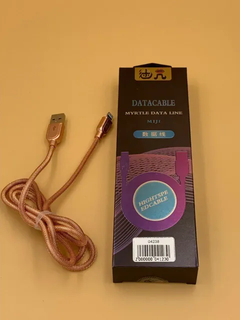 Кабель USB-Lighting LS27, 1м, металл.оплетка, КРАСНОЕ ЗОЛОТО + упак., арт. 04238
