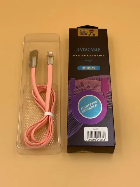 Кабель USB-Lighting LS26, 1м, плоский, РОЗОВЫЙ + упак., арт. 04251