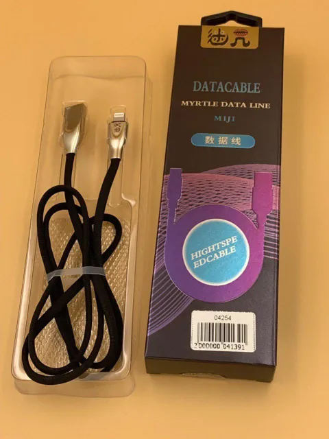 Кабель USB-Lighting LS29, 1м, тканевый, ЧЕРНЫЙ + упак., арт. 04254