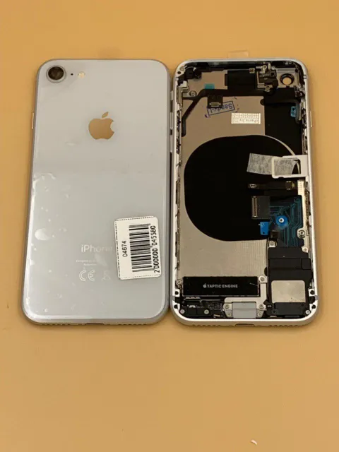 Задняя крышка для iPhone 8 (4,7") + стекло СЕРЕБРО (со шлейфами on/off,c/c) + БЗУ, для iPhone 8, арт. 04674