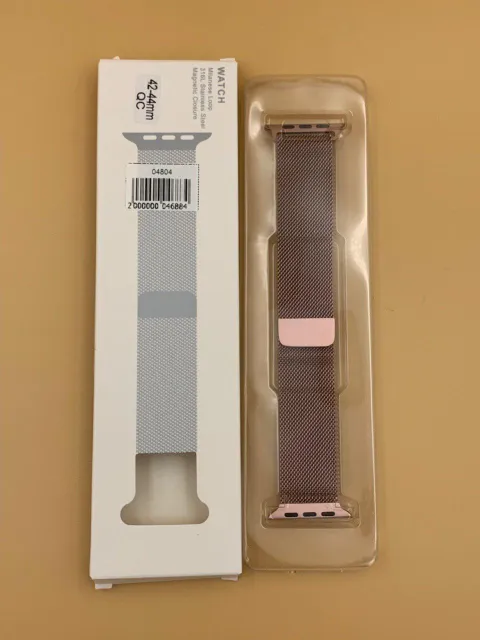 Браслет сетчатый с магнитной застежкой (сталь) для iWatch 42/44/45/49мм КРАСНОЕ ЗОЛОТО №4, для iWatch 42, iWatch 44, iWatch 45, iWatch 49, арт. 04804