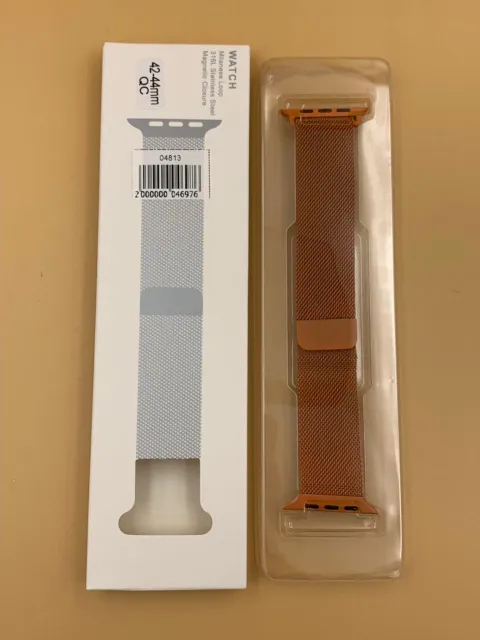 Браслет сетчатый с магнитной застежкой (сталь) для iWatch 42/44/45/49мм ОРАНЖЕВЫЙ №20, для iWatch 42, iWatch 44, iWatch 45, iWatch 49, арт. 04813