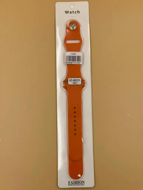 Ремешок силиконовый для iWatch 42/44/45/49мм ОРАНЖЕВЫЙ №5 (2 размера в комплекте), для iWatch 42, iWatch 44, iWatch 45, iWatch 49, арт. 04865