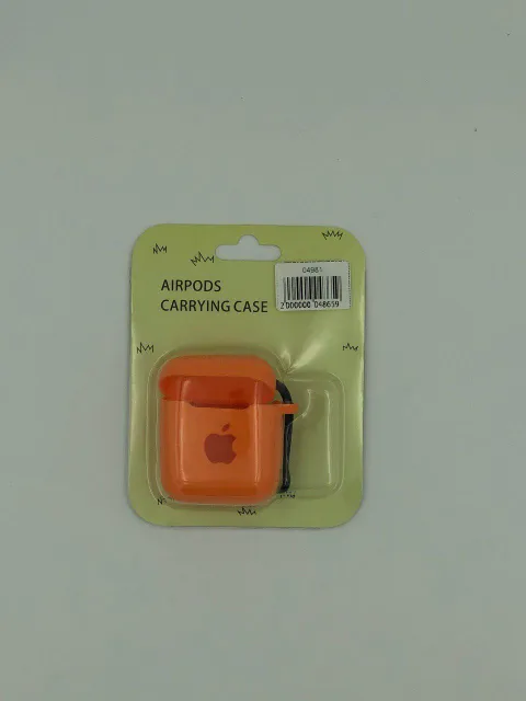 Чехол силиконовый для наушников AIRPods с лого АПЕЛЬСИНОВЫЙ (№9), для AirPods, арт. 04981