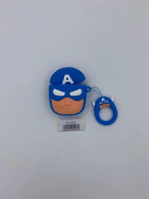 Чехол силиконовый для наушников AIRPods1/2 КАПИТАН АМЕРИКА, для AirPods,  AirPods 2, арт. 05523