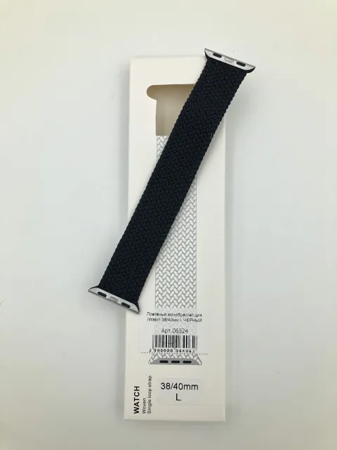 Плетёный монобраслет для iWatch 38/40/41мм L ЧЕРНЫЙ, для iWatch 38, iWatch 40, iWatch 41, арт. 06524