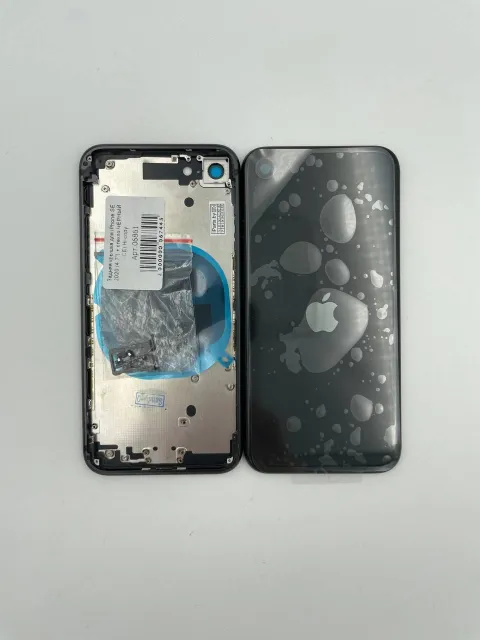 Задняя крышка для iPhone SE 2020 (4,7") + стекло ЧЕРНЫЙ (CE) - ПРЕМИУМ, для iPhone SE 2020, арт. 06861