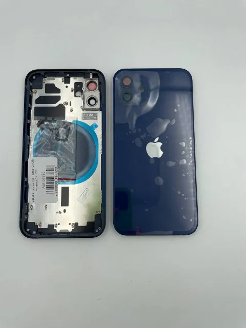 Задняя крышка для iPhone12 + стекло СИНИЙ (СЕ) - ПРЕМИУМ, для iPhone 12, арт. 06886