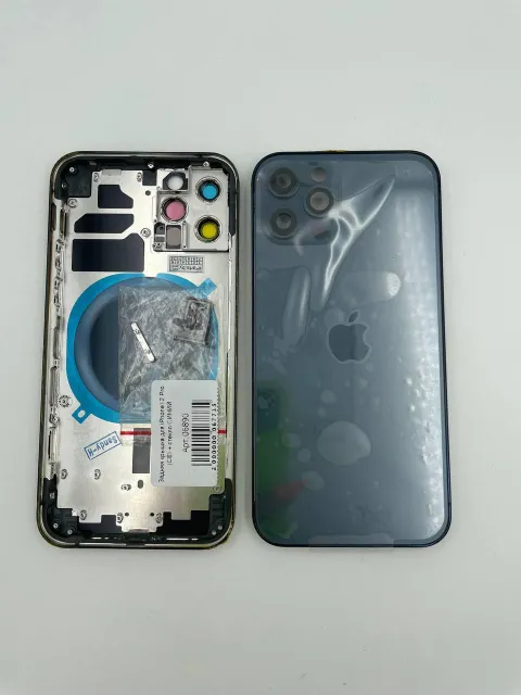 Задняя крышка для iPhone12 Pro + стекло СИНИЙ (СЕ) - ПРЕМИУМ, для iPhone 12 Pro, арт. 06890