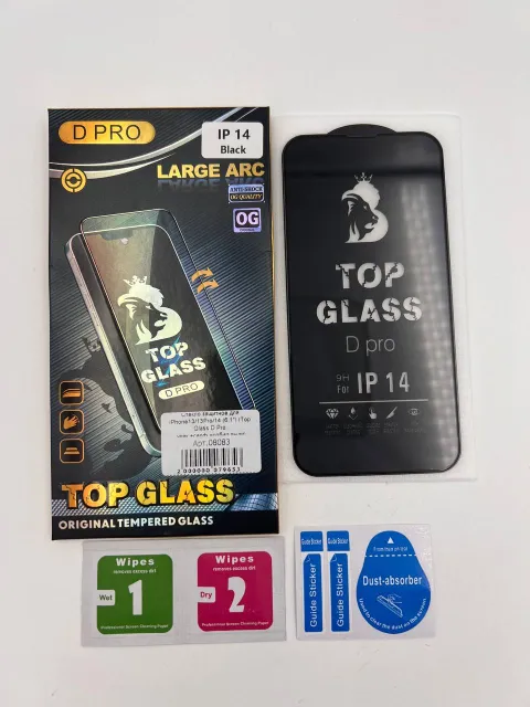 Стекло защитное для iPhone13/13 Pro/14/16E (6.1") (Top Glass D Pro, упак.+салф.+собир.пыли), для iPhone 13, iPhone 13 Pro, iPhone 14, iPhone 16E, арт. 08083