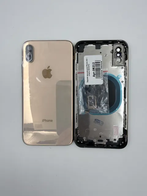 Задняя крышка для iPhone XS + стекло ЗОЛОТО - ПРЕМИУМ, для iPhone Xs, арт. 08212