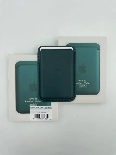 Карман Leather Wallet с MagSafe для iPhone12/13/14/15/16 ТЕМНО-ЗЕЛЕНЫЙ№9, для iPhone 12, iPhone 13, iPhone 14, арт. 08255