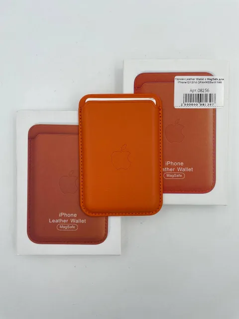 Карман Leather Wallet с MagSafe для iPhone12/13/14/15/16 ОРАНЖЕВЫЙ №8, для iPhone 12, iPhone 13, iPhone 14, арт. 08256