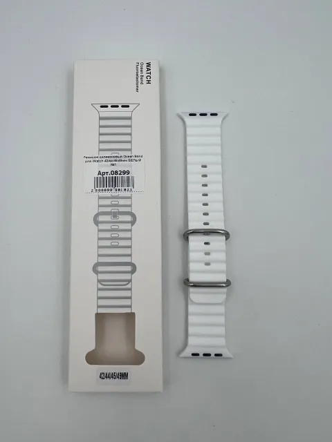 Ремешок силиконовый Ocean Band для iWatch 42/44/45/49мм БЕЛЫЙ №1, для iWatch 42, iWatch 44, iWatch 45, iWatch 49, арт. 08299