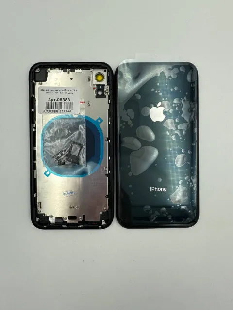 Задняя крышка для iPhone XR + стекло ЧЕРНЫЙ - ПРЕМИУМ, для iPhone Xr, арт. 08383