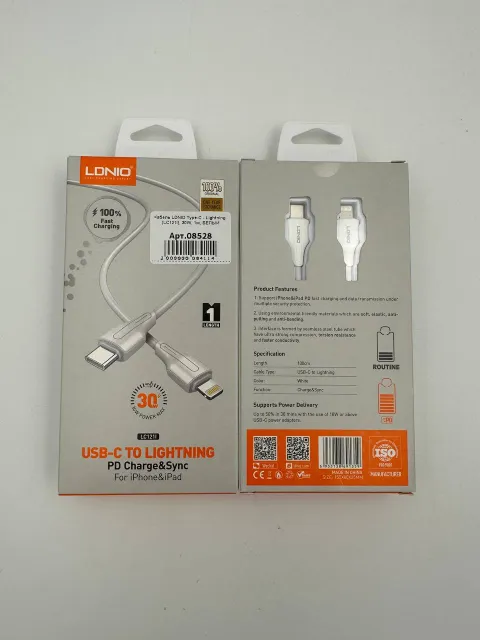 Кабель LDNIO Type-C - Lightning (LC121I), 30W, 1м, БЕЛЫЙ, арт. 08528