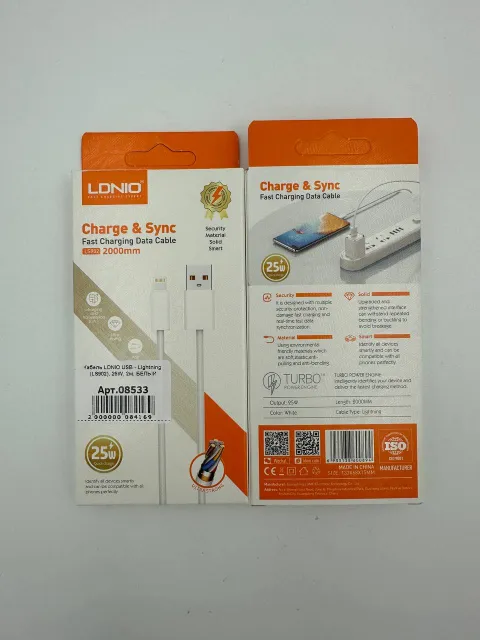 Кабель LDNIO USB - Lightning (LS902), 25W, 2м, БЕЛЫЙ, арт. 08533
