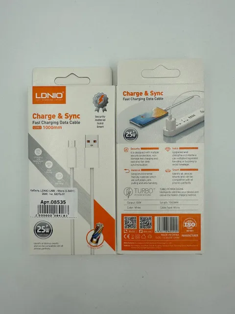 Кабель LDNIO USB - Micro (LS901), 25W, 1м, БЕЛЫЙ, арт. 08535