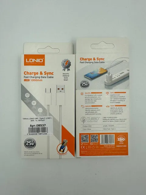 Кабель LDNIO USB - Type-C (LS901), 25W, 1м, БЕЛЫЙ, арт. 08537