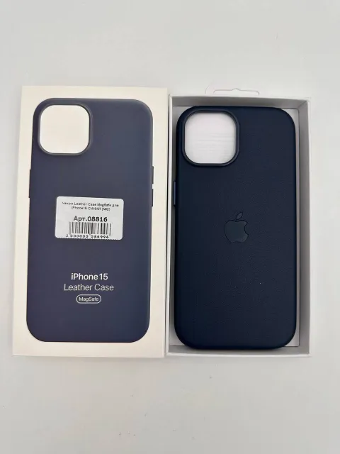 Чехол Leather Case MagSafe с анимацией для iPhone15 СИНИЙ (№2), для iPhone15, арт. 08816