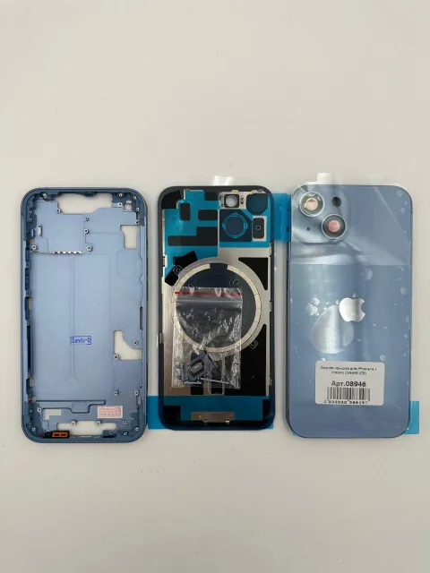 Задняя крышка для iPhone14 + стекло СИНИЙ (СЕ) - ПРЕМИУМ, для iPhone 14, арт. 08946