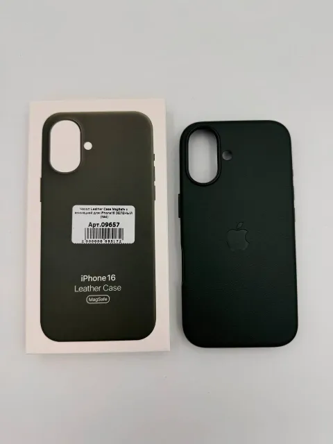 Чехол Leather Case MagSafe с анимацией для iPhone16 ЗЕЛЕНЫЙ (№4), для iPhone 16, арт. 09657