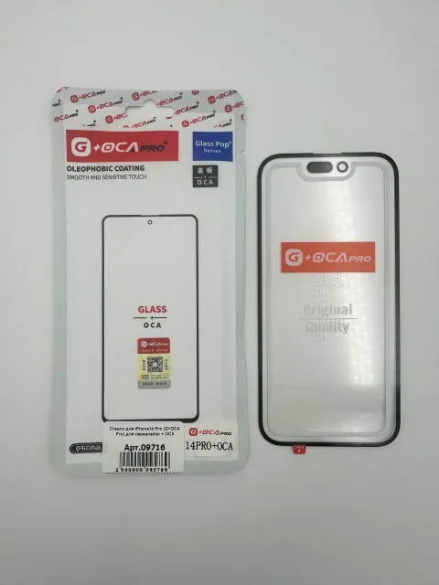 Стекло для iPhone14 Pro (G+OCA Pro) для переклейки + ОСА, для iPhone 14 Pro, арт. 09716