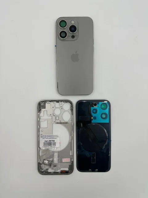 Задняя крышка для iPhone15 Pro + стекло ориг НАТУРАЛЬНЫЙ ТИТАН (СЕ) + вспышка+микрофон - ПРЕМИУМ, для iPhone 15 Pro, арт. 09756