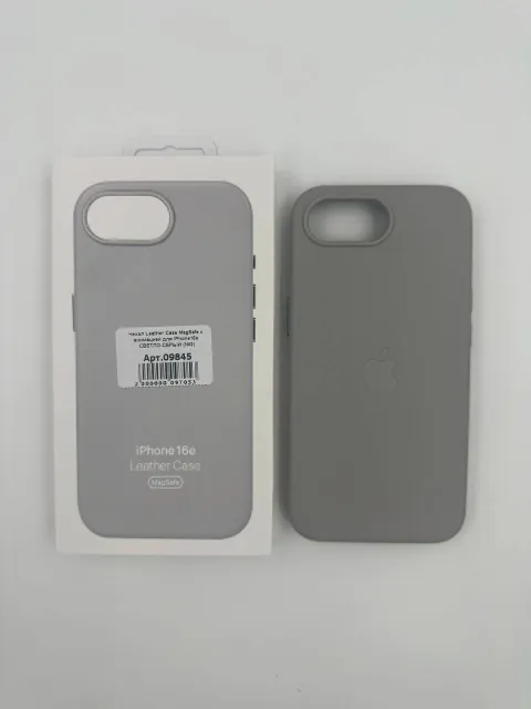 Чехол Leather Case MagSafe с анимацией для iPhone16e СВЕТЛО-СЕРЫЙ (№2), для iPhone16e, арт. 09845
