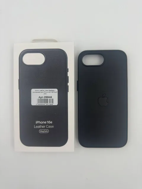 Чехол Leather Case MagSafe с анимацией для iPhone16e ЧЕРНЫЙ (№1), для iPhone16e, арт. 09846