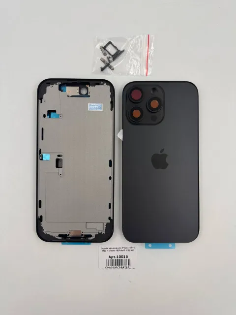 Задняя крышка для iPhone16 Pro Max + стекло ЧЕРНЫЙ (СЕ) №1 - ПРЕМИУМ, для iPhone 16 Pro Max, арт. 10016