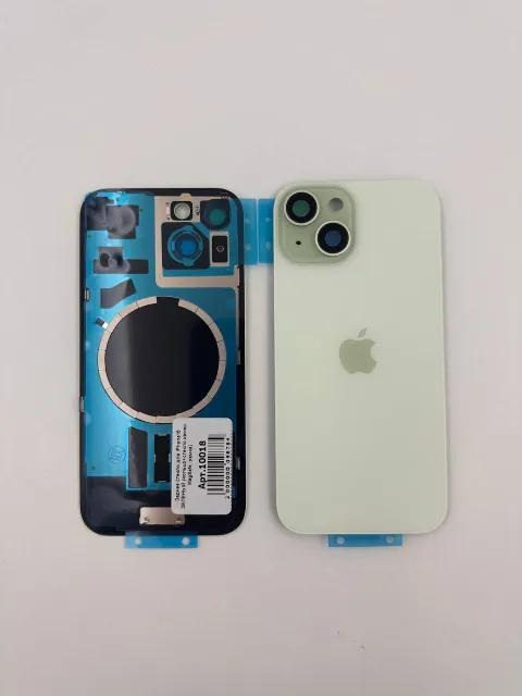 Заднее стекло для iPhone15 ЗЕЛЕНЫЙ (кольцо+стекло камер, MagSafe, рамка), для iPhone 15, арт. 10018