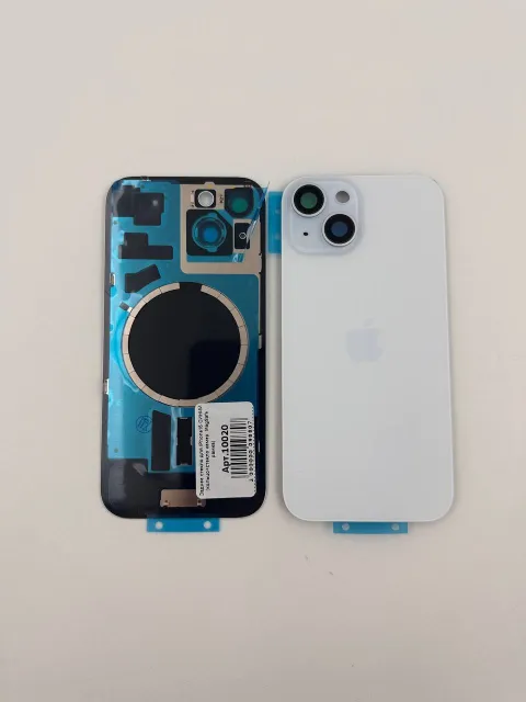 Заднее стекло для iPhone15 СИНИЙ (кольцо+стекло камер, MagSafe, рамка), для iPhone 15, арт. 10020